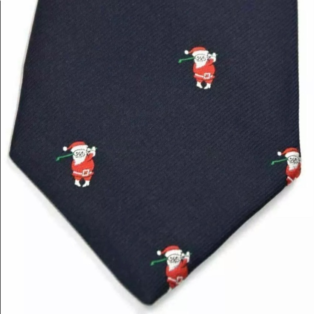 Vintage Christmas Tie Santa Playing Golf Alynn
